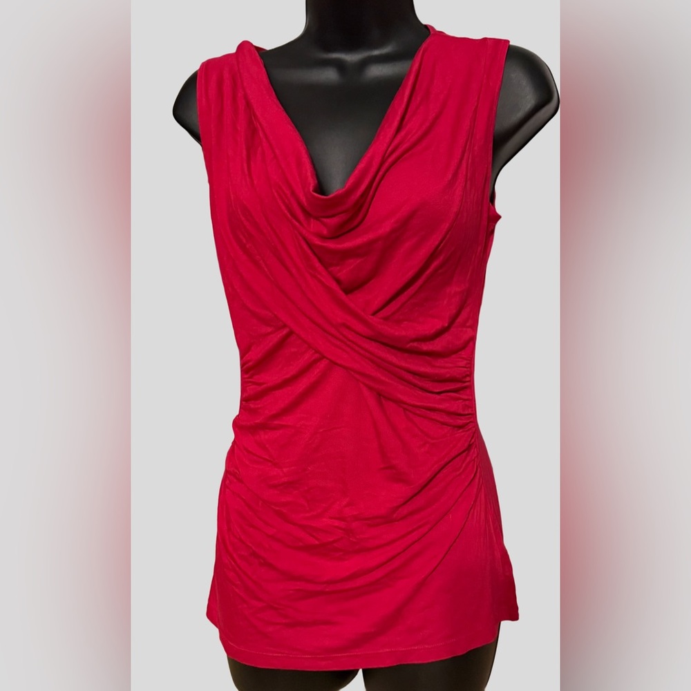 Express Vibrant Pink Draped Tank Top | Sleeveless Casual Chic Blouse S